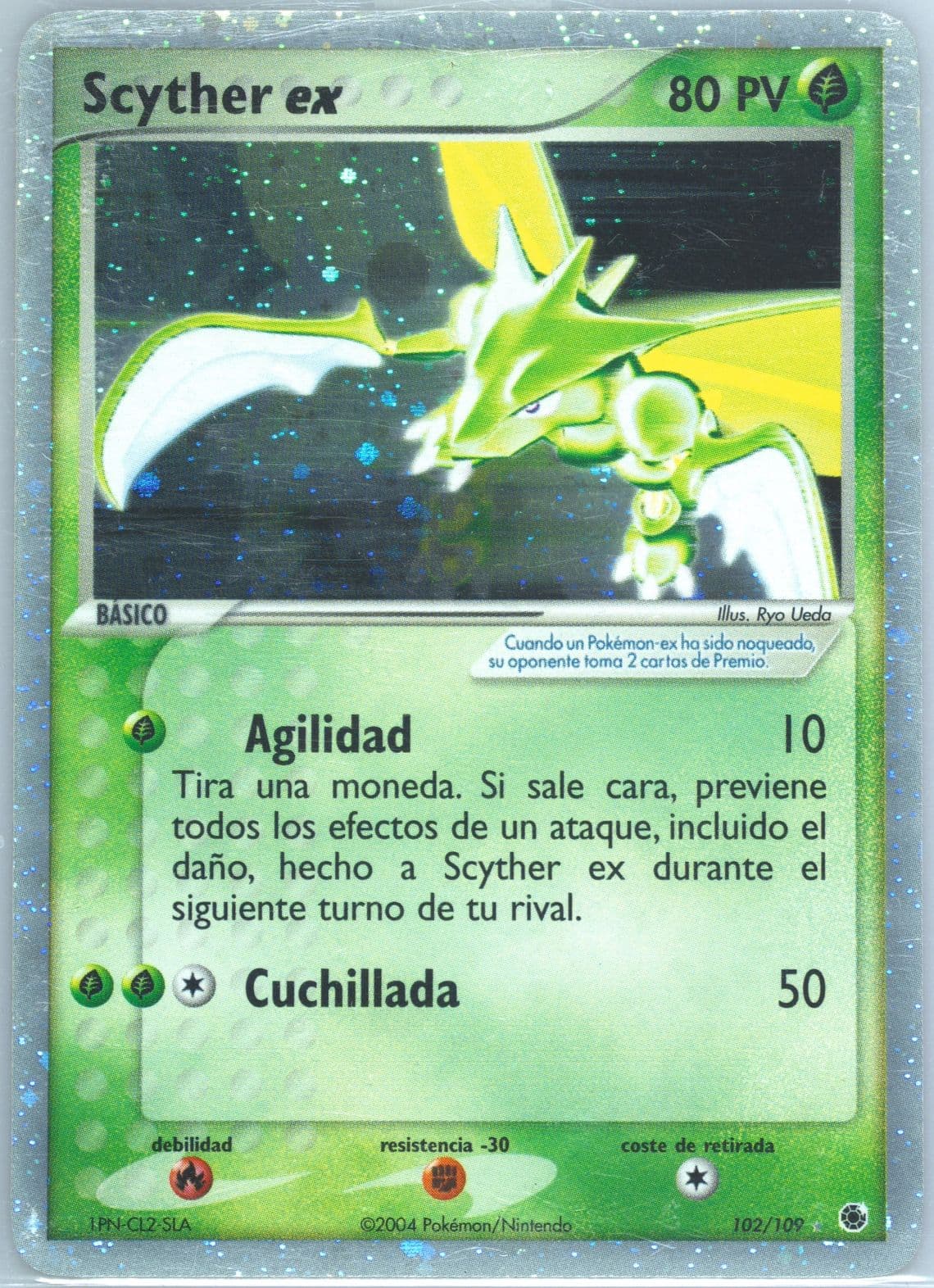 Scyther EX-Holo (102) 2004 Pokemon Spanish EX Ruby & Sapphire