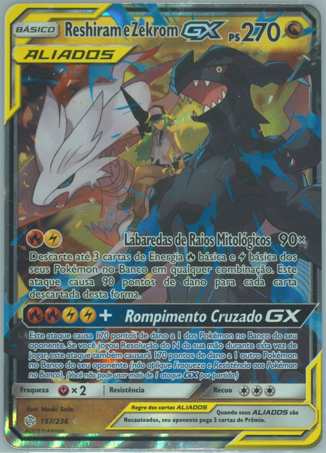 Reshiram E Zekrom GX Portuguese (157) 2019 Pokemon Sun & Moon Cosmic Eclipse