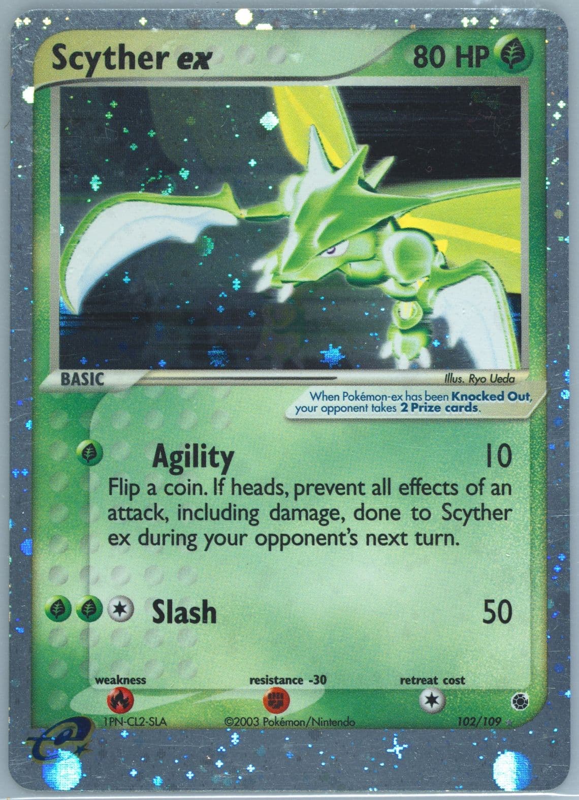 Scyther EX-Holo (102) 2003 Pokemon EX Ruby & Sapphire