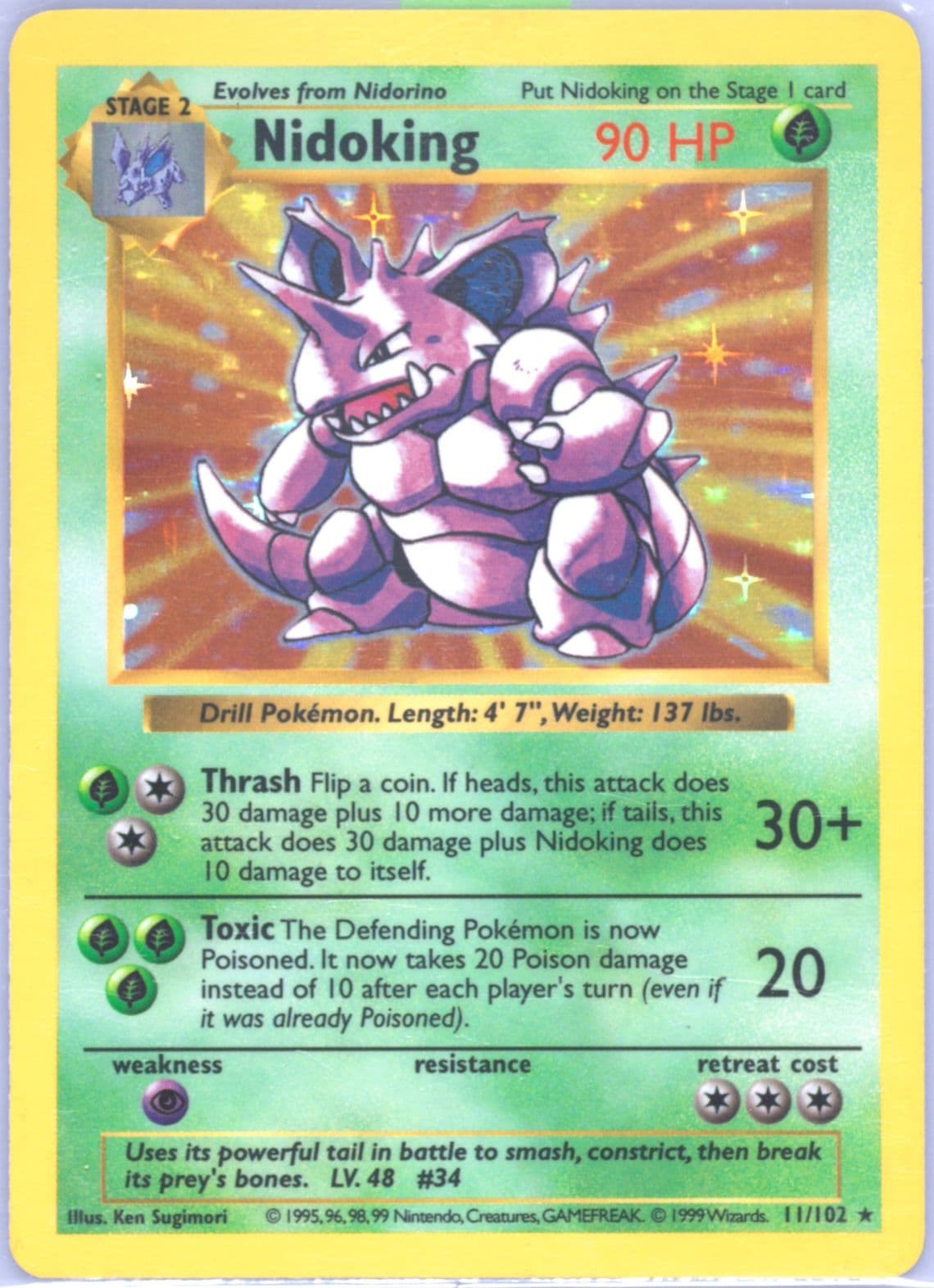 Nidoking-Holo Shadowless (11) 1999 Pokemon Game