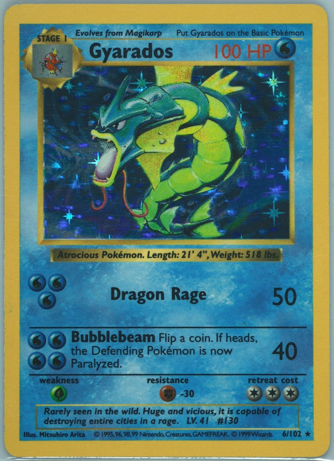 Gyarados-Holo Shadowless (6) 1999 Pokemon Game