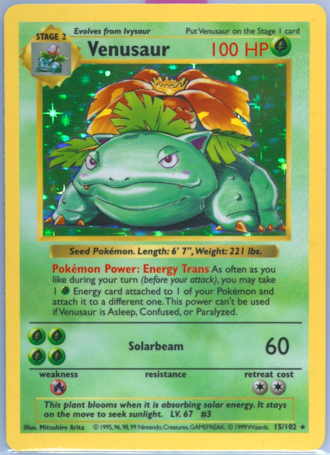 Venusaur-Holo Shadowless (15) 1999 Pokemon Game