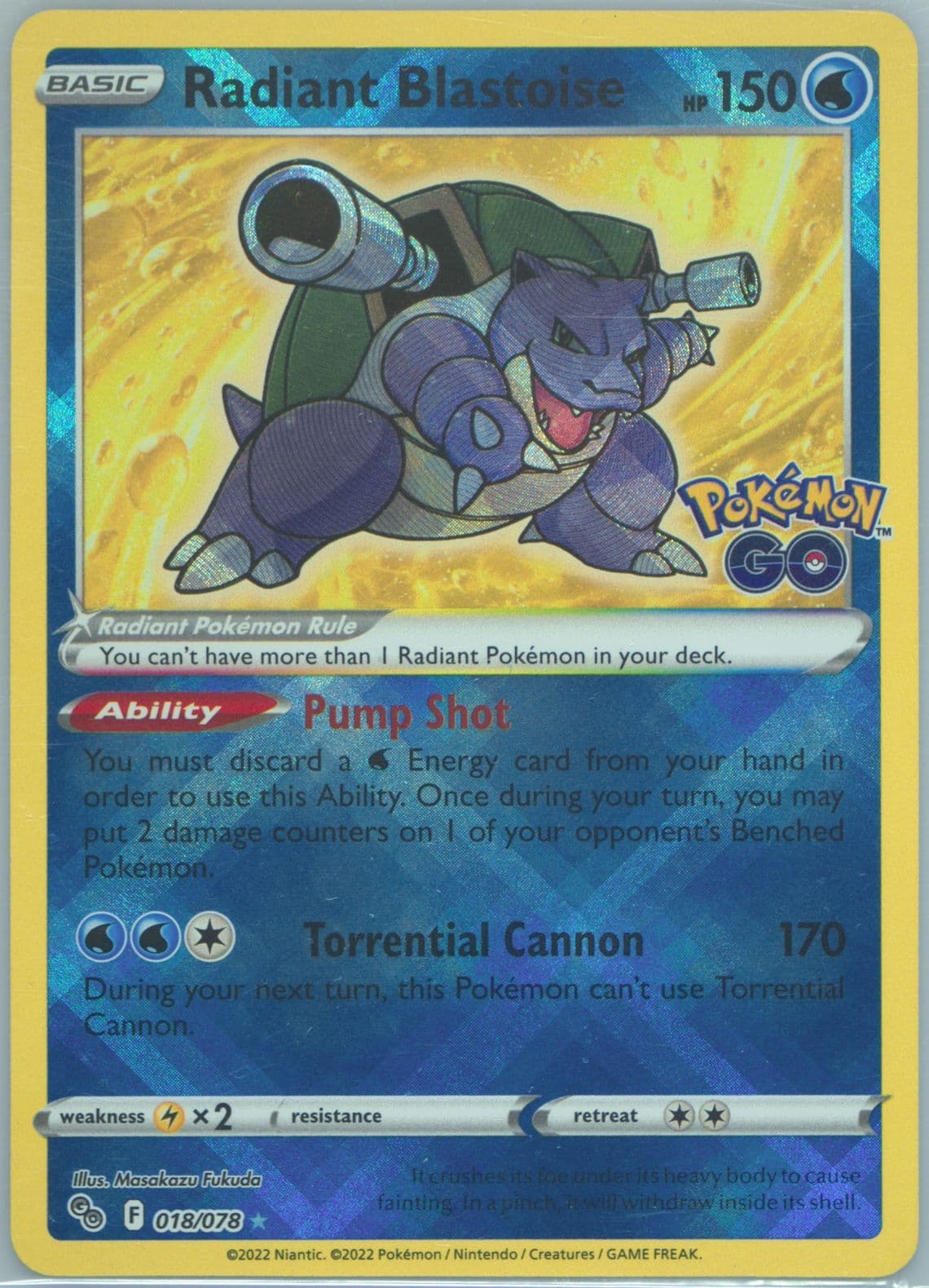 Radiant Blastoise (018) 2022 Pokemon Go