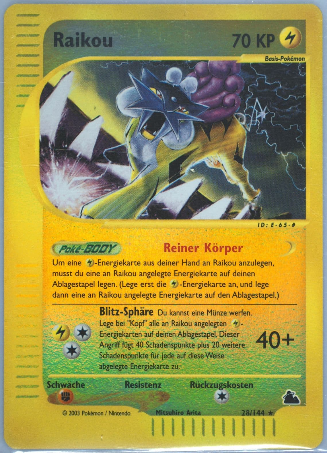 Raikou-Reverse Foil German (28) 2003 Pokemon Skyridge