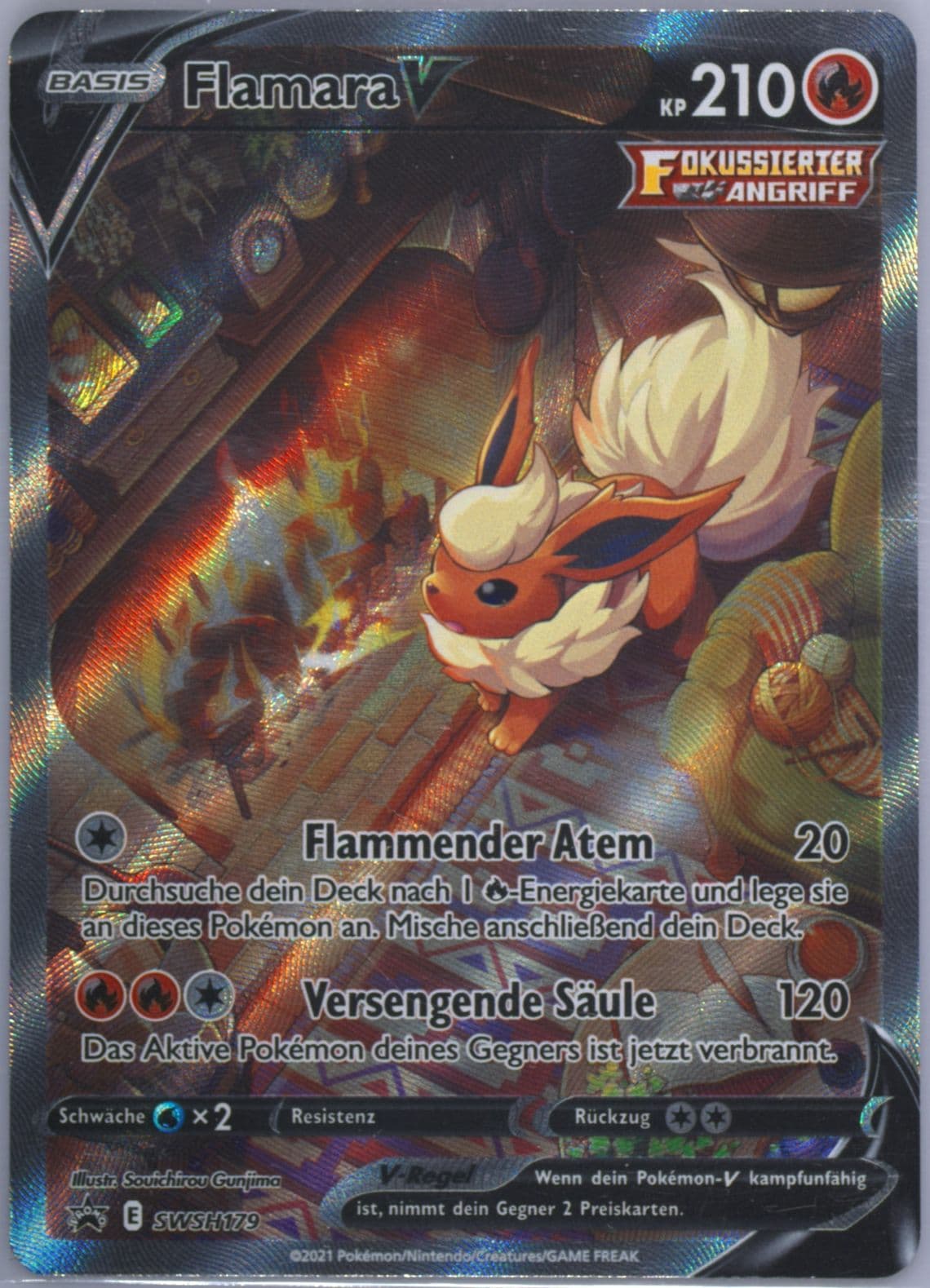 Full Art/Flamara V Flareon Vmax Premium Collection-German (179) 2021 Pokemon Swsh Black Star Promo
