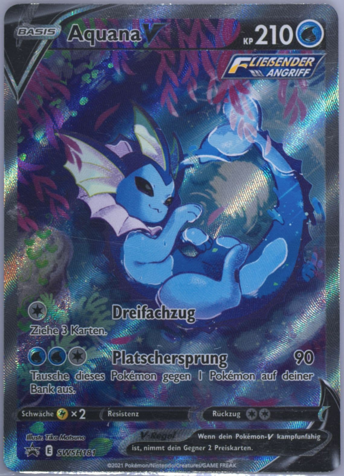 Full Art/Aquana V Vaporeon Vmax Premium Collection-German (181) 2021 Pokemon Swsh Black Star Promo