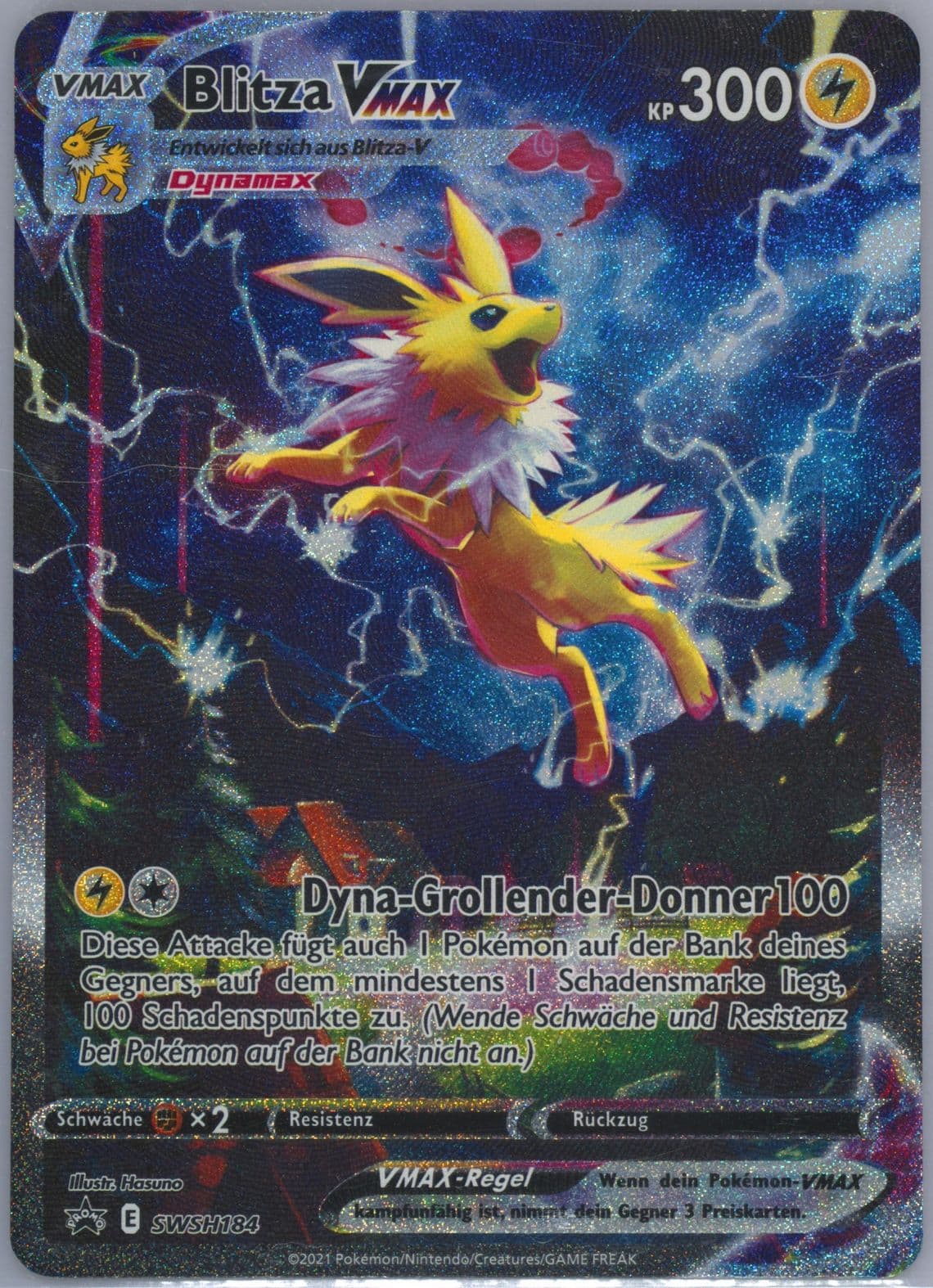 Full Art/Blitza Vmax Jolteon Vmax Premium Collection-German (184) 2021 Pokemon Swsh Black Star Promo