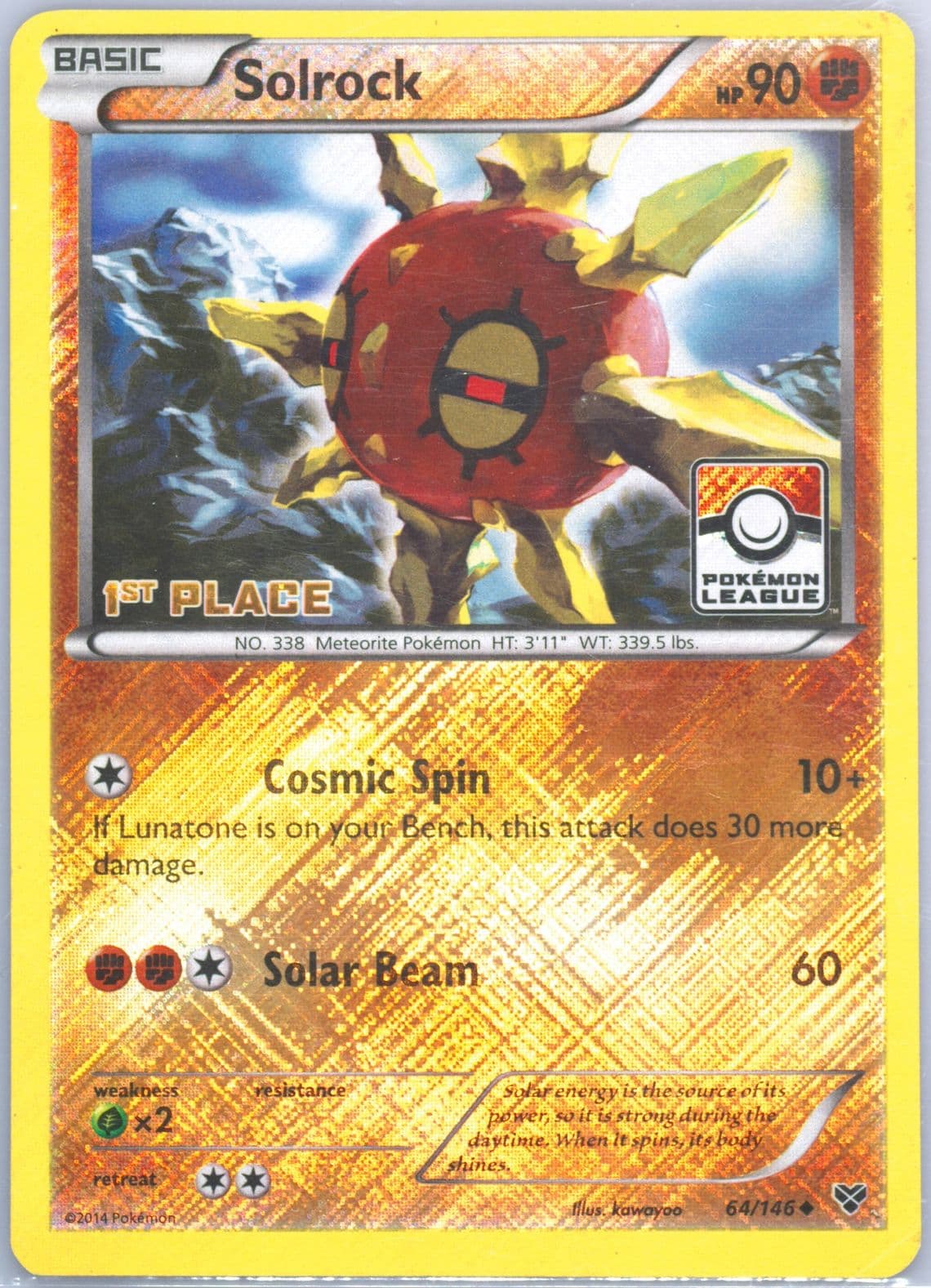 Solrock-Holo Crosshatch-2014 1st Place Pokemon League (64) 2014 Pokemon XY