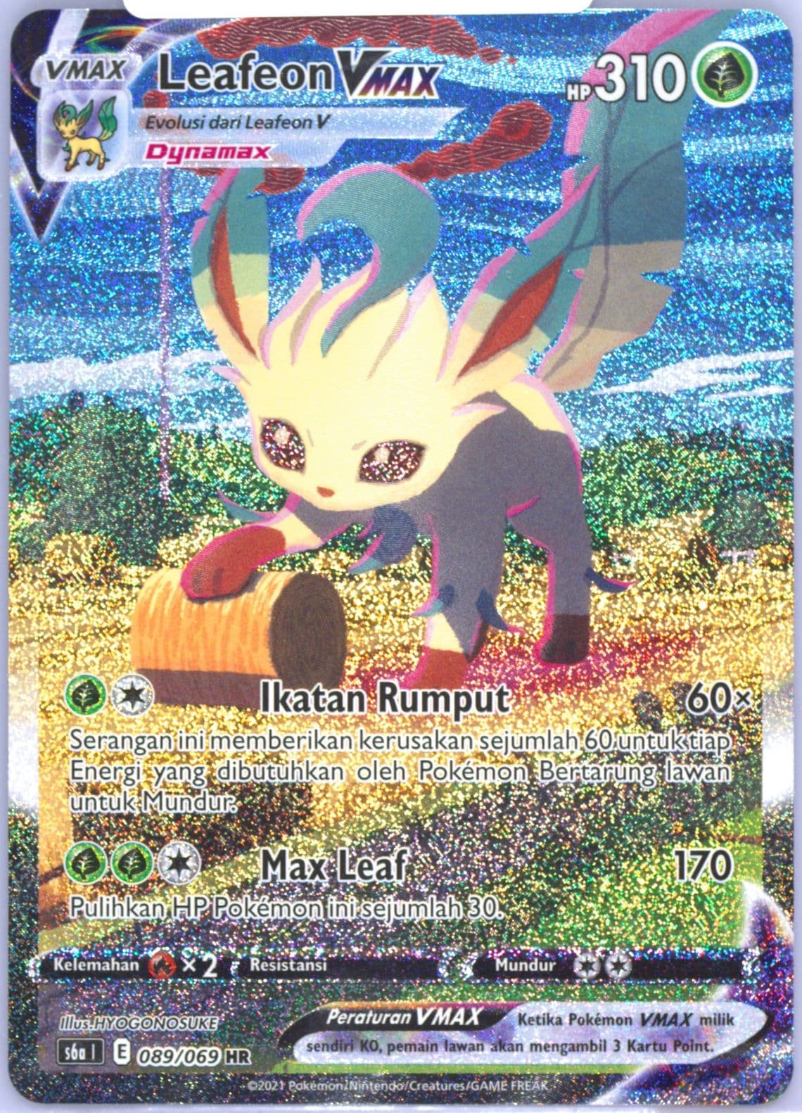 Full Art/Leafeon Vmax-Hyper (089) 2021 Pokemon Indonesian Sword & Shield Eevee Heroes