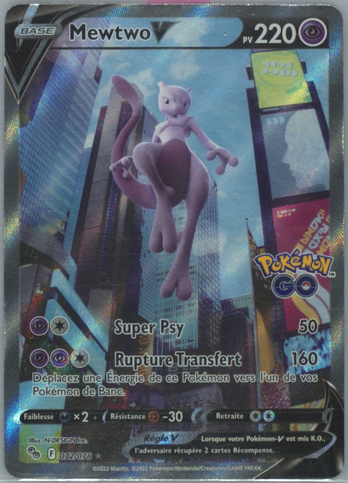 Full Art/Mewtwo V French (072) 2022 Pokemon Go
