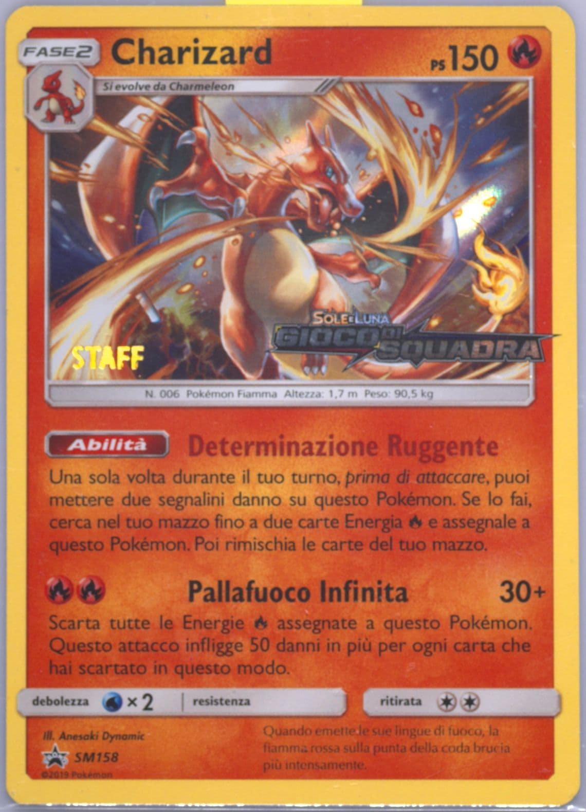 Charizard-Holo Team Up Prerelease-Staff-Italian (SM158) 2019 Pokemon SM Black Star Promo