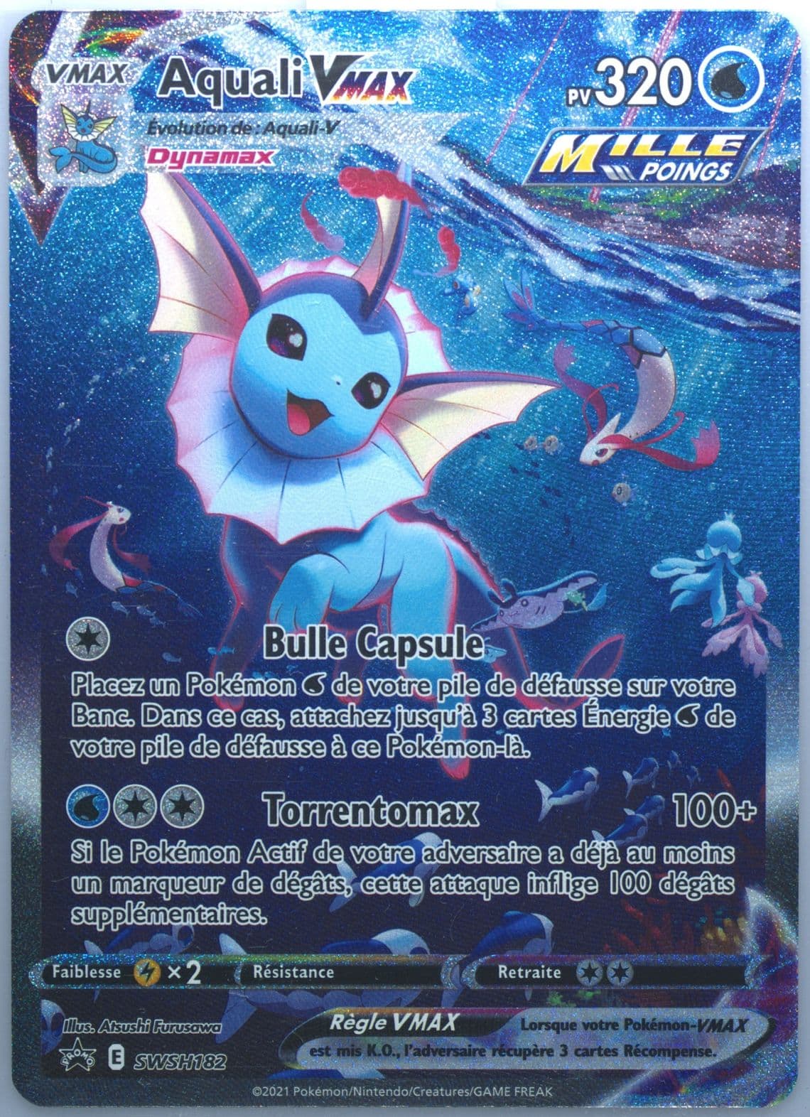 Full Art/Aquali Vmax Vaporeon Vmax Premium Collection-French (182) 2022 Pokemon Swsh Black Star Promo