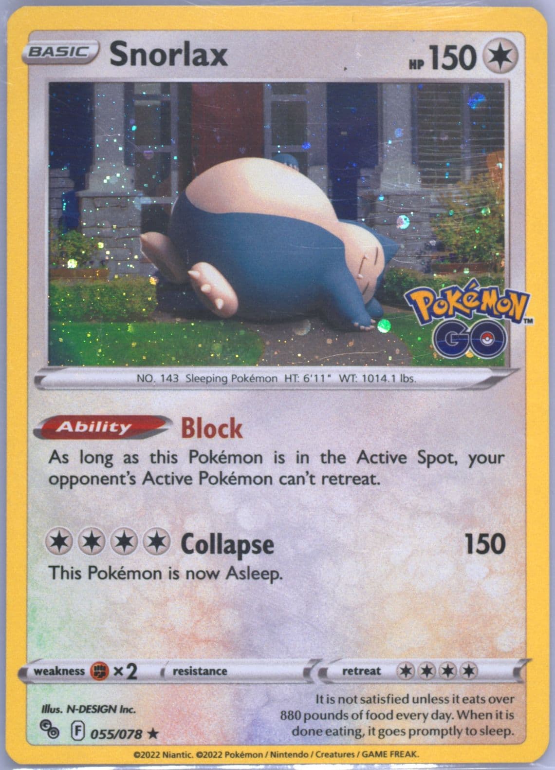 Snorlax-Holo Cosmos-Pokemon Go Tins (055) 2022 Pokemon Go