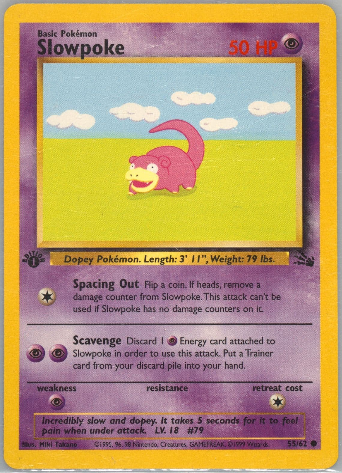 Slowpoke 1st Edition (55) 1999 Pokemon Fossil