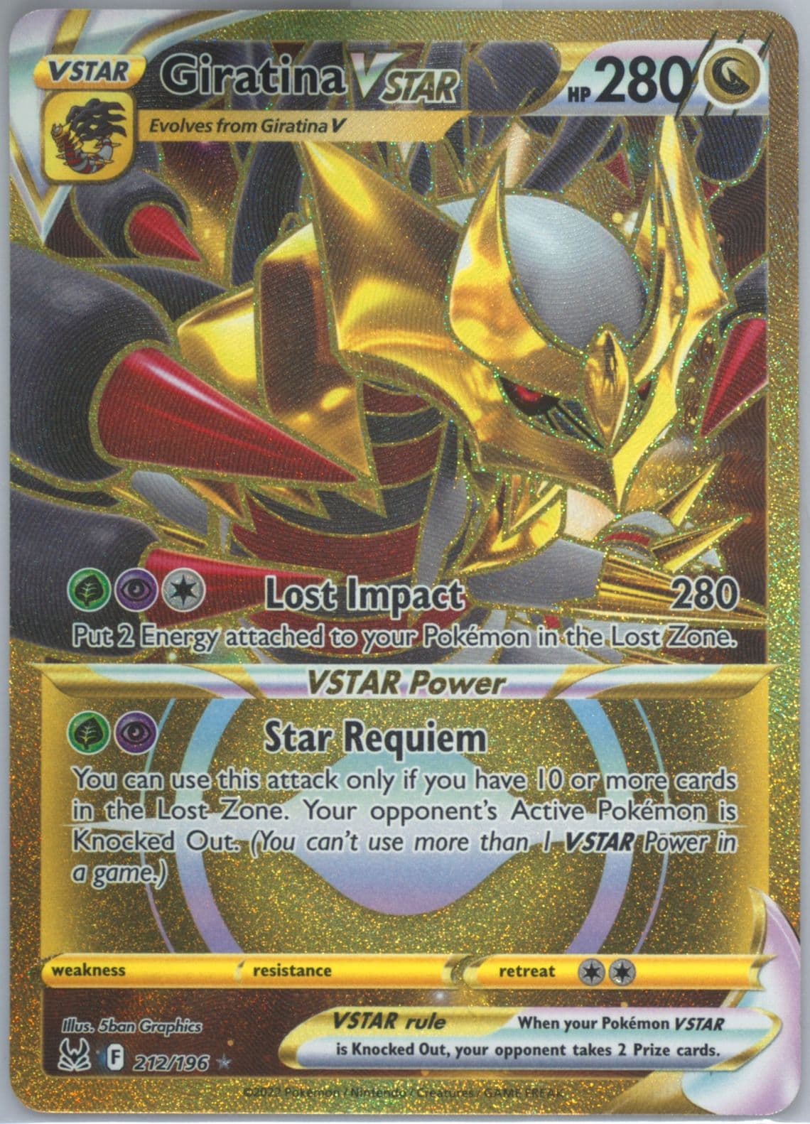 Full Art/Giratina Vstar Secret (212) 2022 Pokemon Sword & Shield Lost Origin