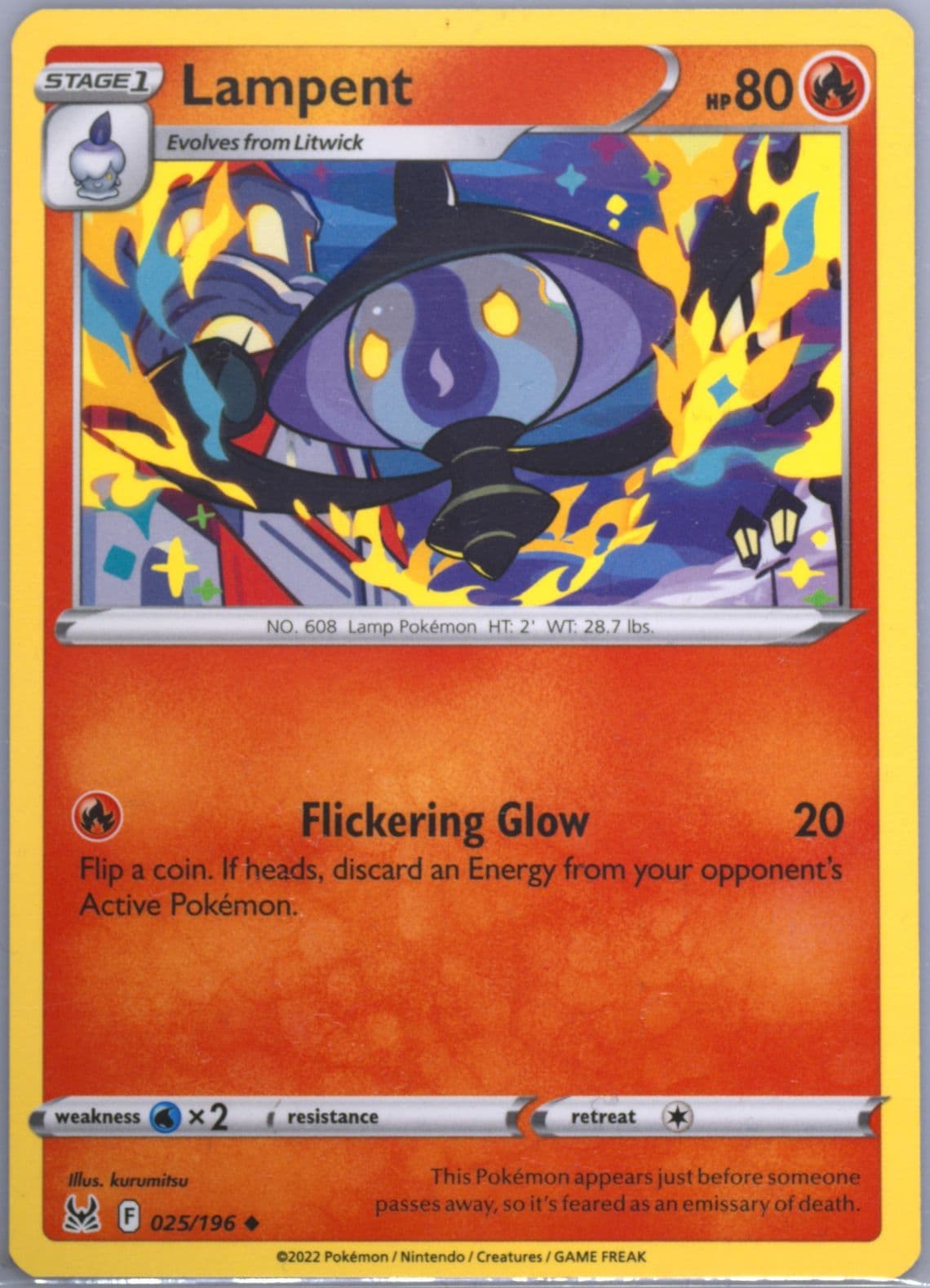 Lampent (025) 2022 Pokemon Sword & Shield Lost Origin