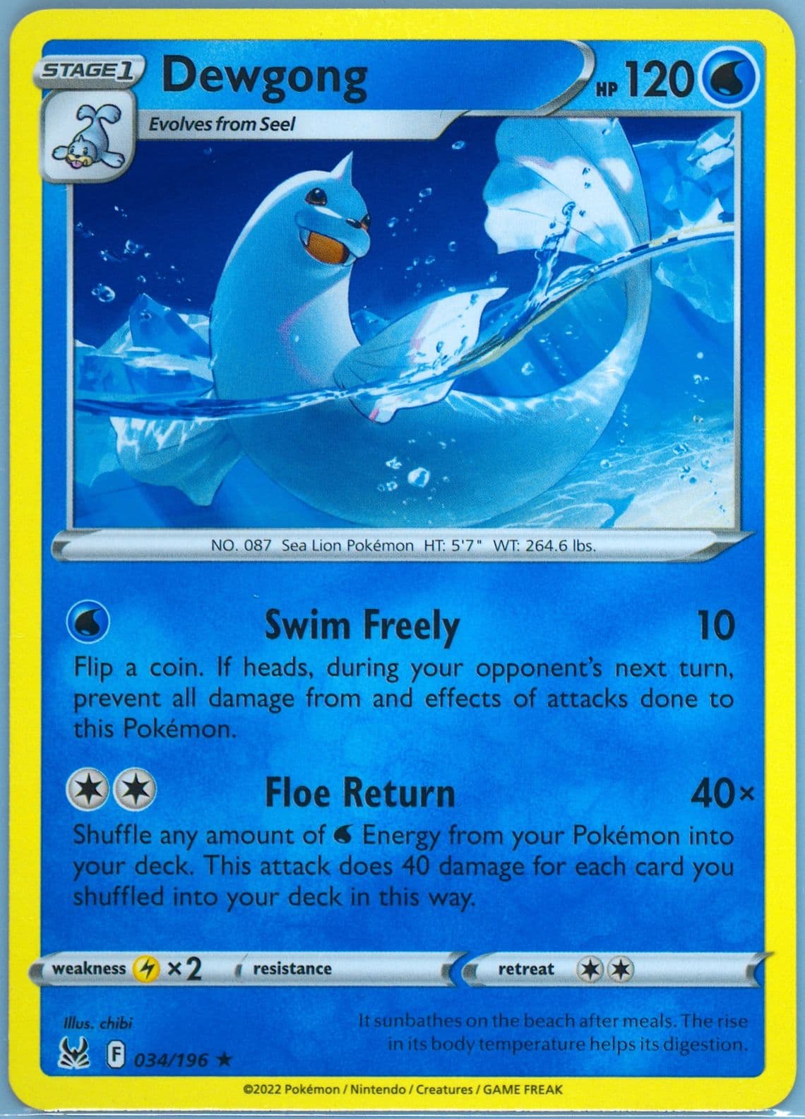 Dewgong (034) 2022 Pokemon Sword & Shield Lost Origin