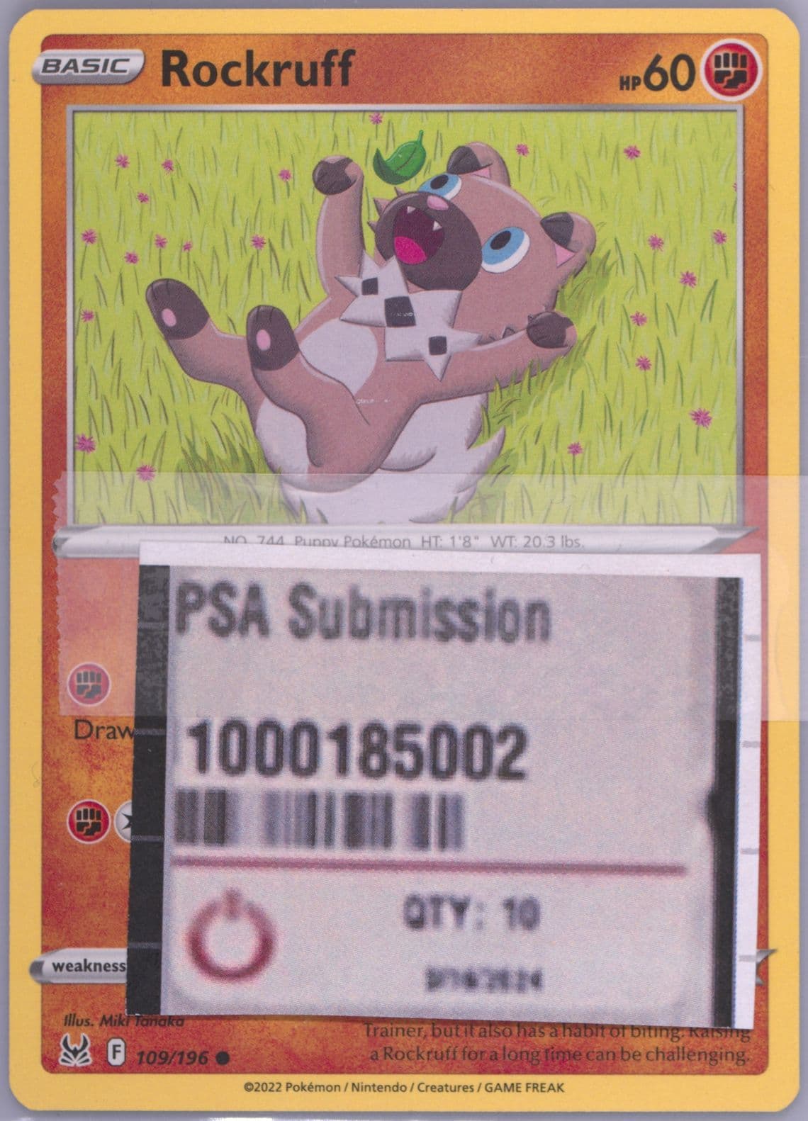 Rockruff (109) 2022 Pokemon Sword & Shield Lost Origin