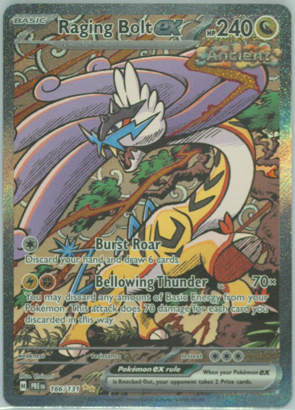 Raging Bolt EX Special Illustration Rare (166) 2025 Pokemon Pre EN-Prismatic Evolutions