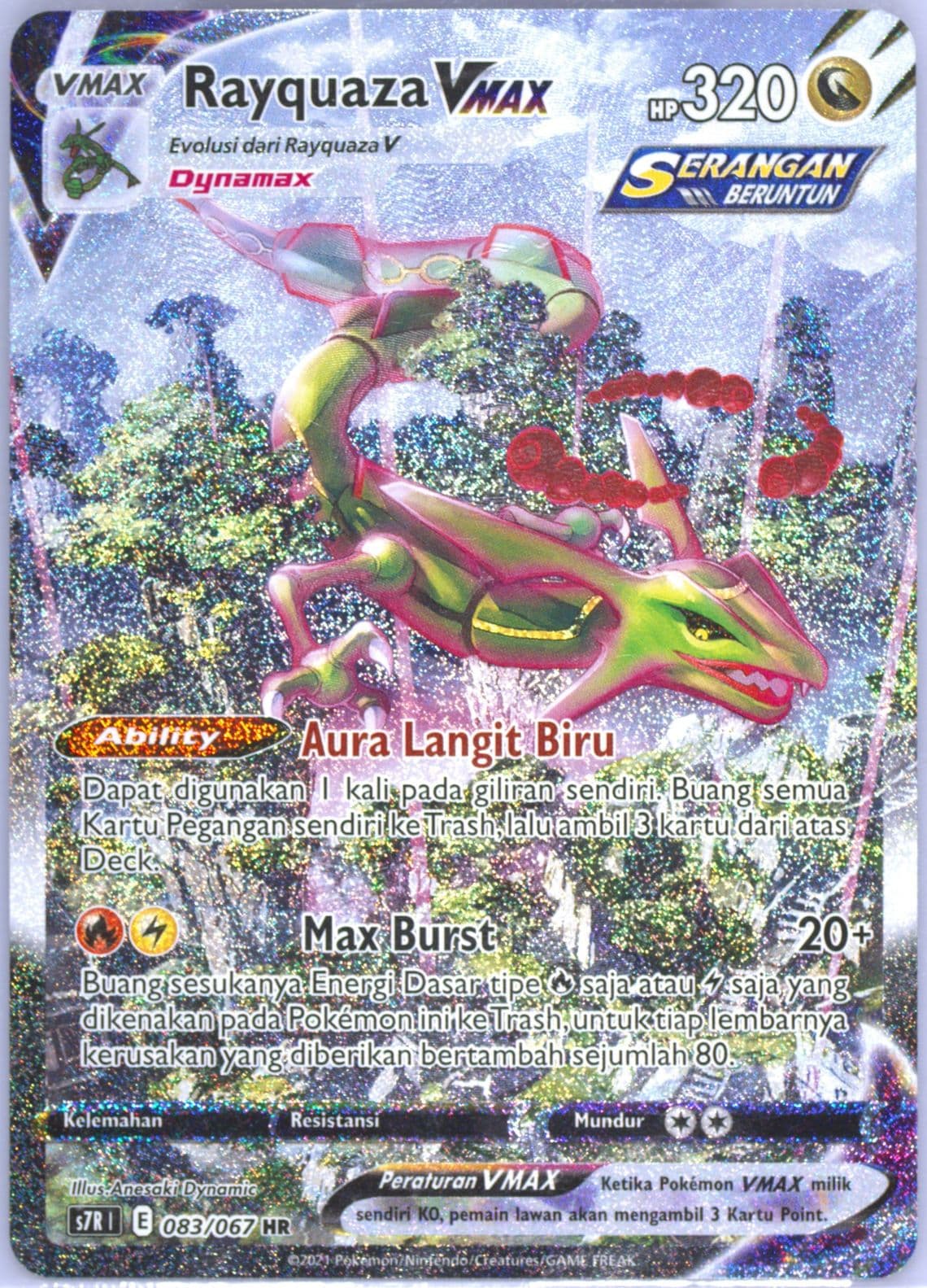 Full Art/Rayquaza Vmax-Hyper (083) 2021 Pokemon Indonesian Sword & Shield Blue Sky Stream
