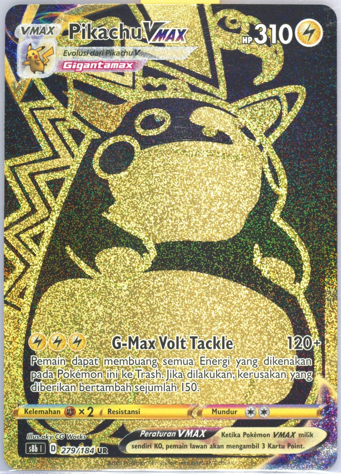 Full Art/Pikachu Vmax Ultra Rare (279) 2022 Pokemon Indonesian Sword & Shield Vmax Climax