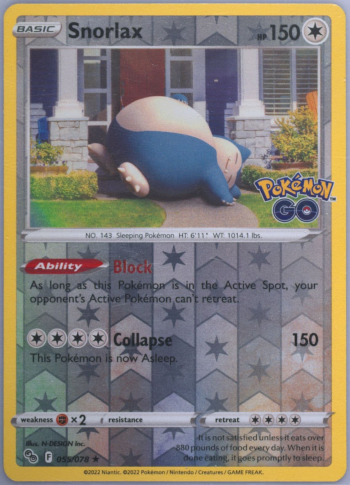 Snorlax-Reverse Foil (055) 2022 Pokemon Go