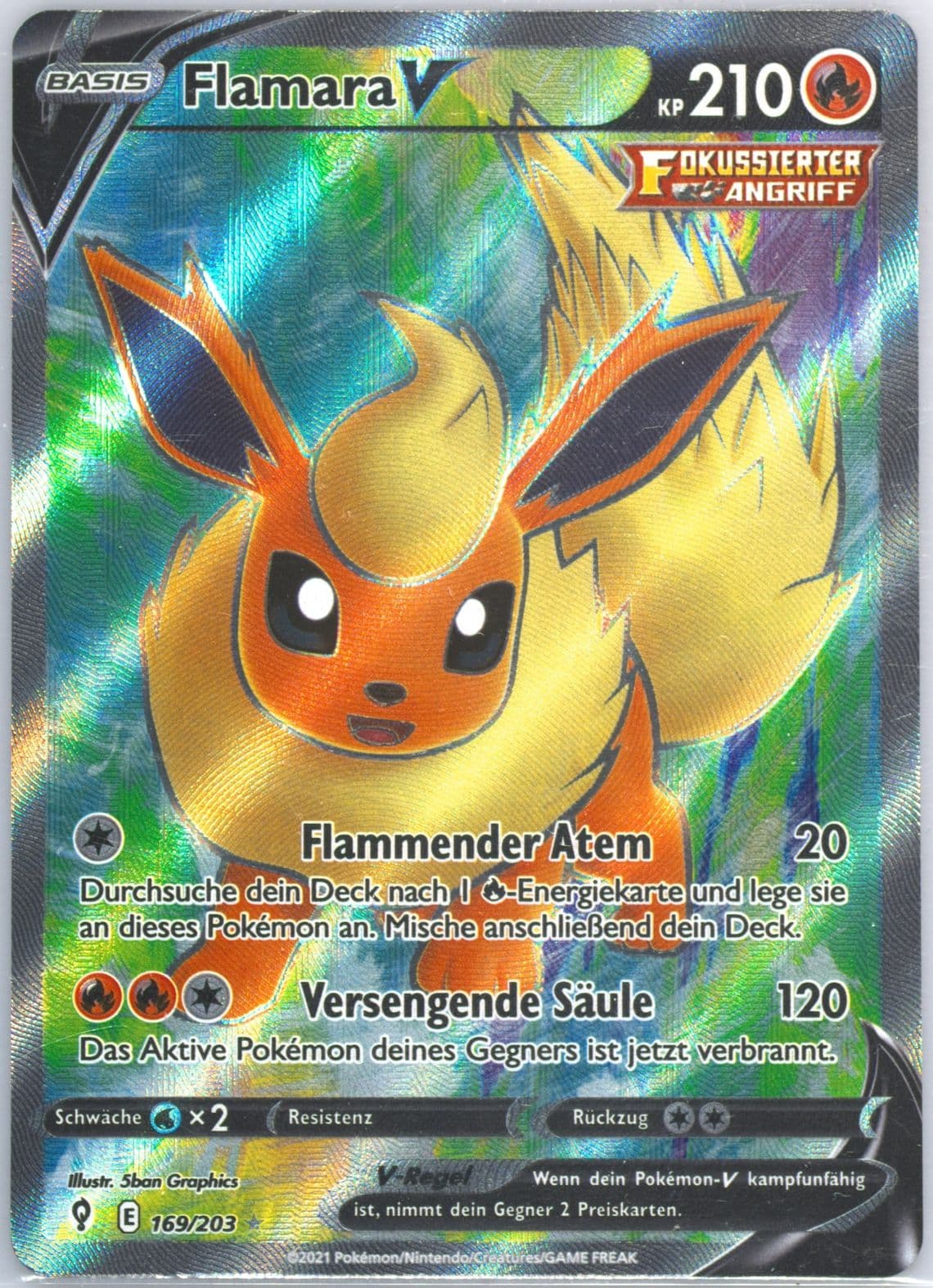 Full Art/Flamara V German (169) 2021 Pokemon Sword & Shield Evolving Skies