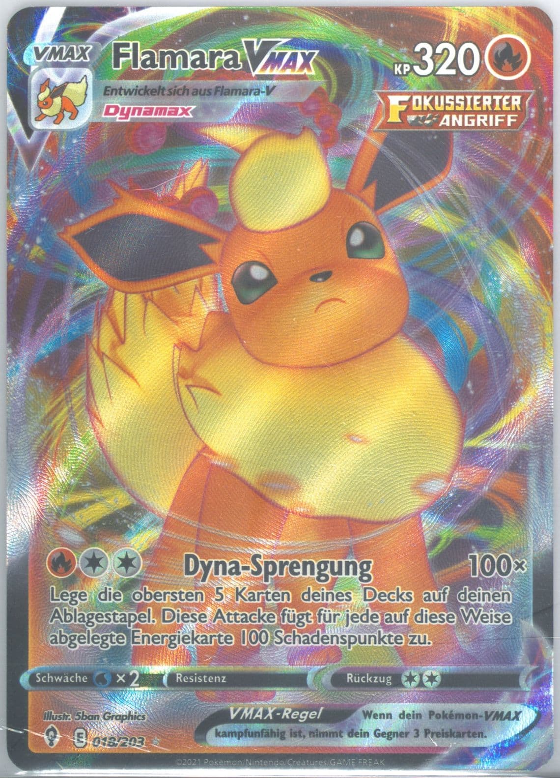 Full Art/Flamara Vmax German (018) 2021 Pokemon Sword & Shield Evolving Skies