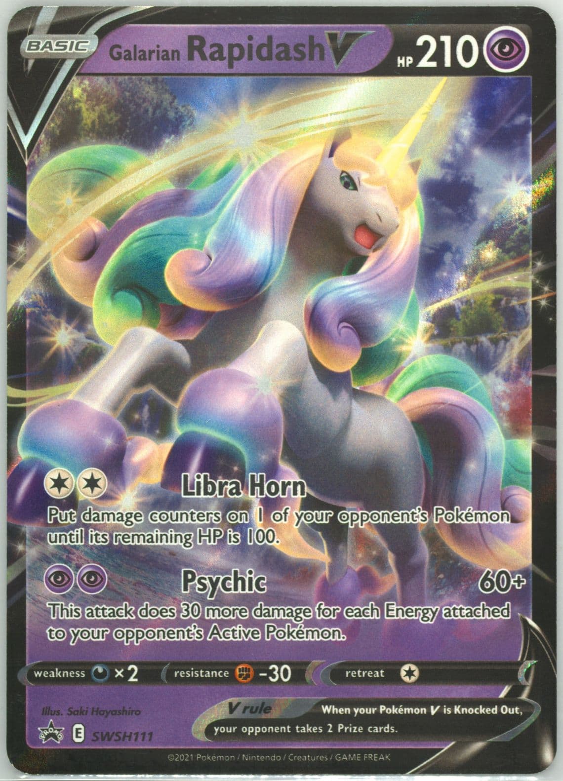 Galarian Rapidash V Galarian Rapidash V Box (111) 2021 Pokemon Swsh Black Star Promo