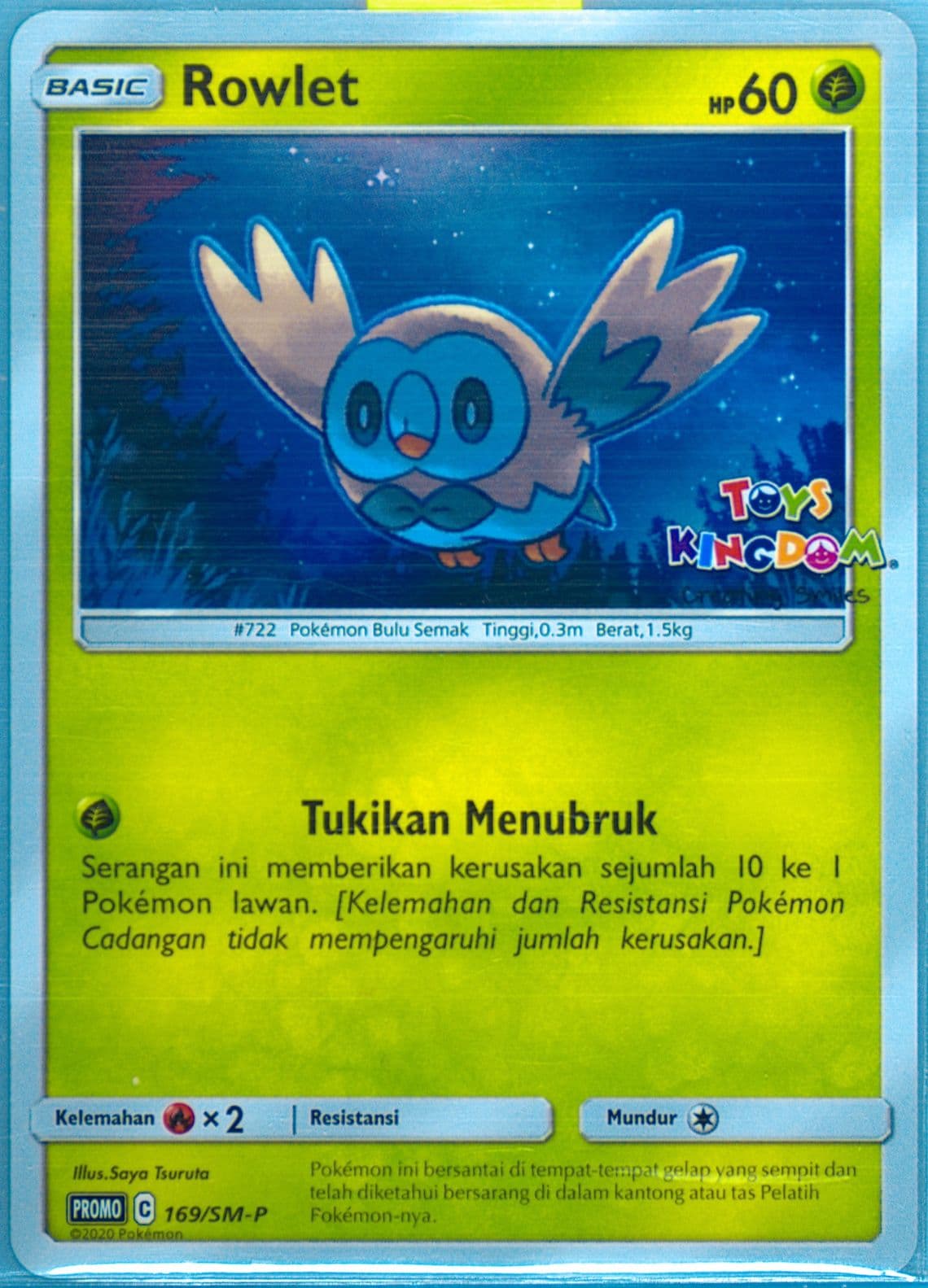 Rowlet Toys Kingdom Card-Purchase (169) 2020 Pokemon Indonesian SM Promo