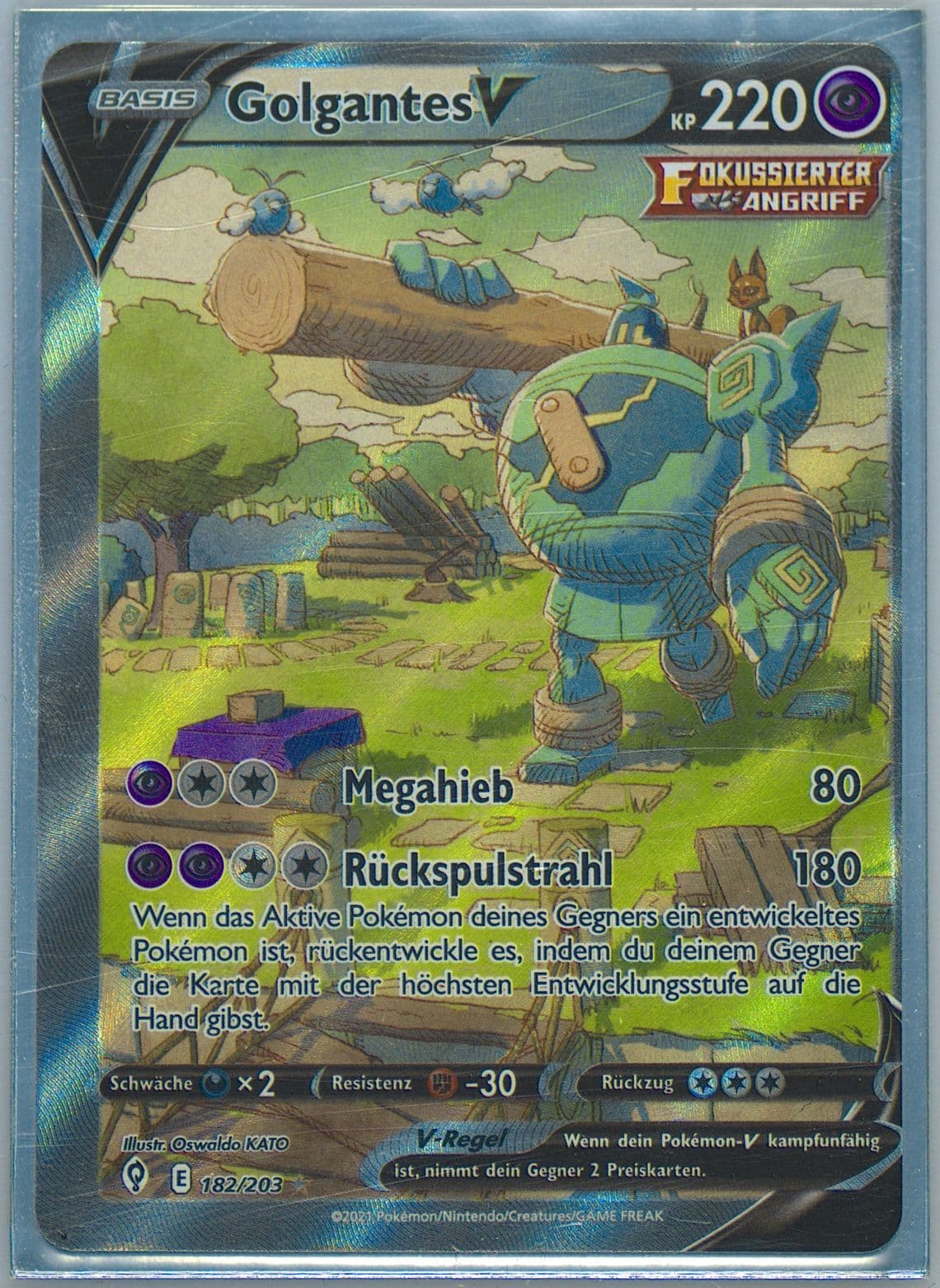 Full Art/Golgantes V German (182) 2021 Pokemon Sword & Shield Evolving Skies