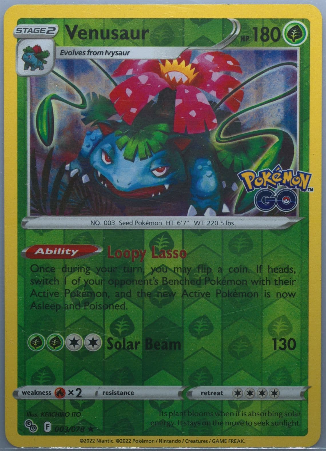 Venusaur-Reverse Foil (003) 2022 Pokemon Go