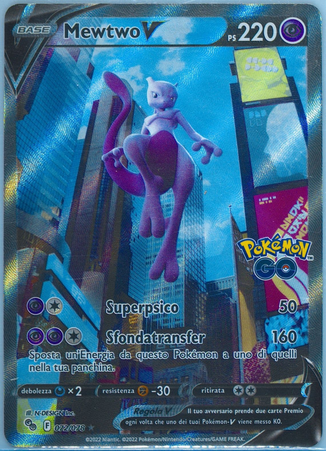 Full Art/Mewtwo V Italian (072) 2022 Pokemon Go