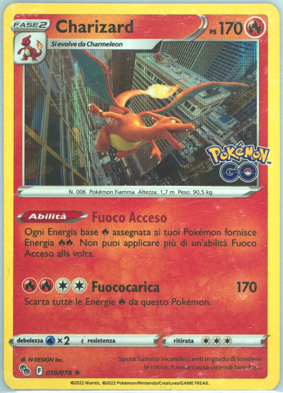 Charizard-Holo Italian (010) 2022 Pokemon Go