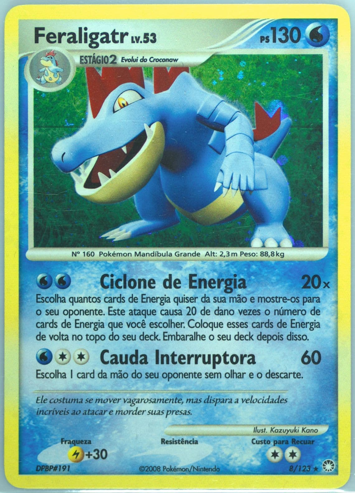 Feraligatr-Holo (8) 2008 Pokemon Portuguese Diamond & Pearl Mysterious Treasures