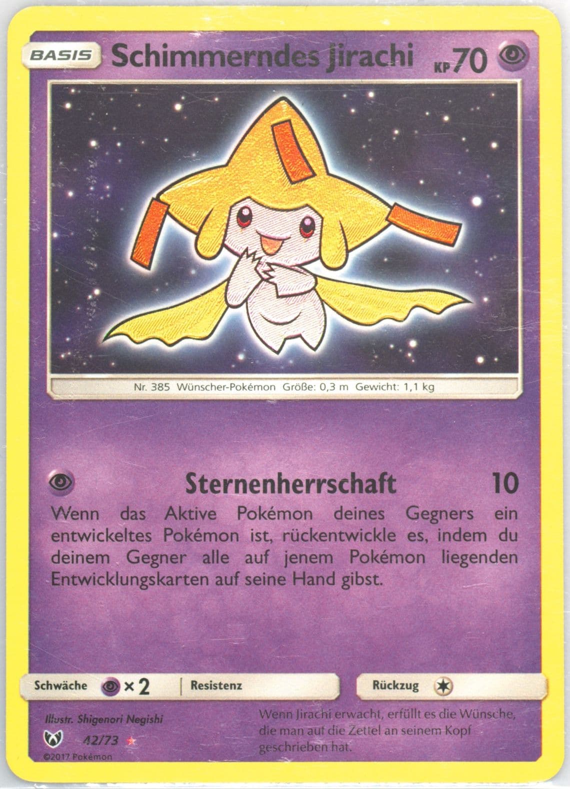 Schimmerndes Jirachi-Holo German (42) 2017 Pokemon Sun & Moon Shining Legends
