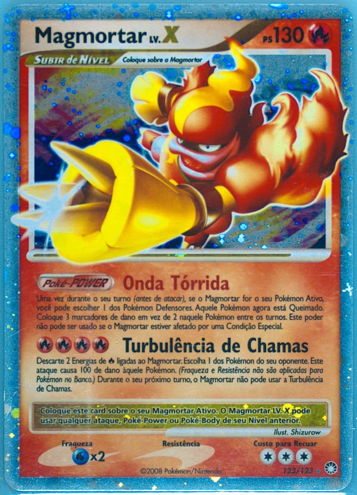 Magmortar LV.X-Holo (123) 2008 Pokemon Portuguese Diamond & Pearl Mysterious Treasures