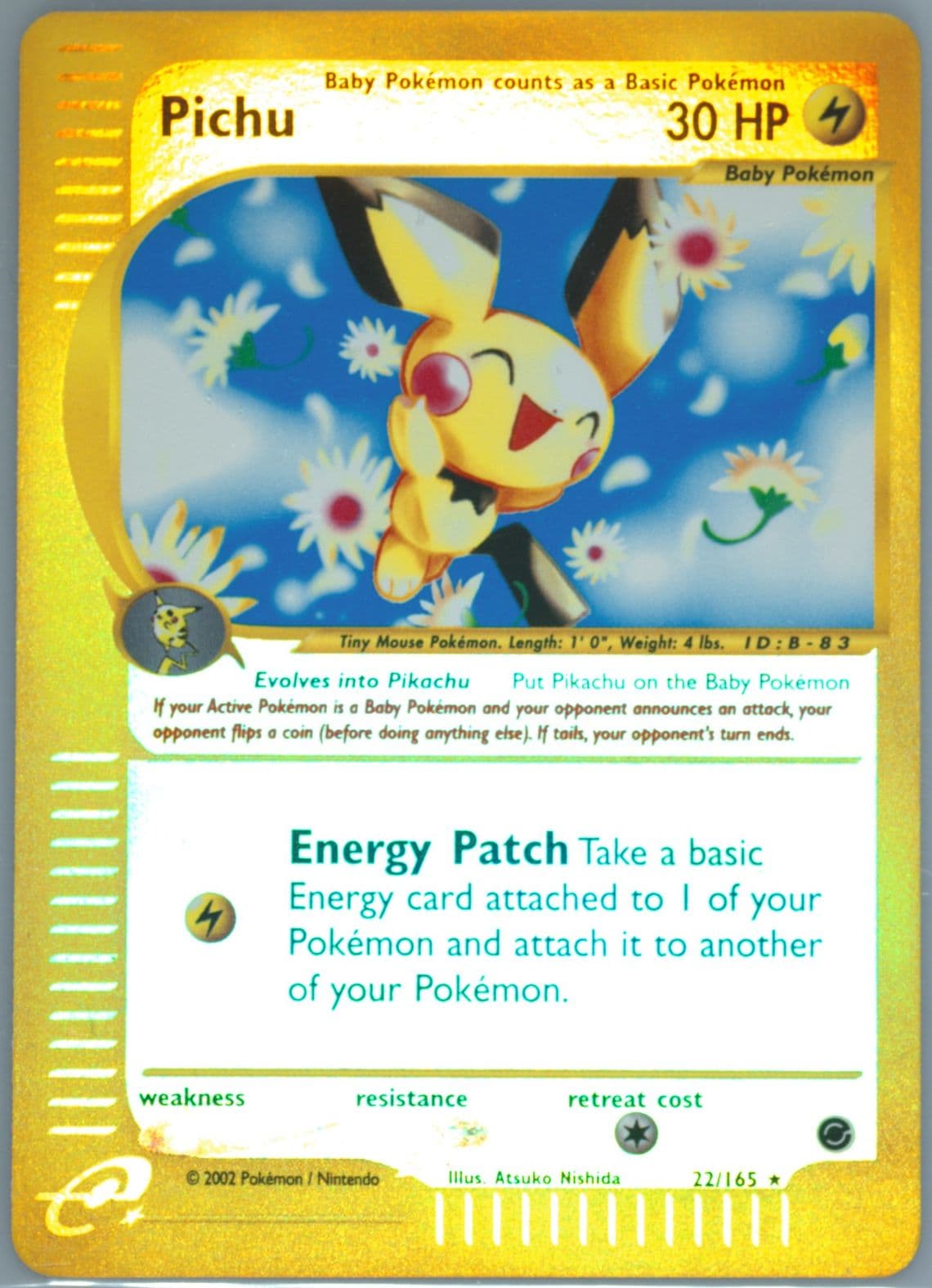 Pichu-Reverse Foil (22) 2002 Pokemon Expedition