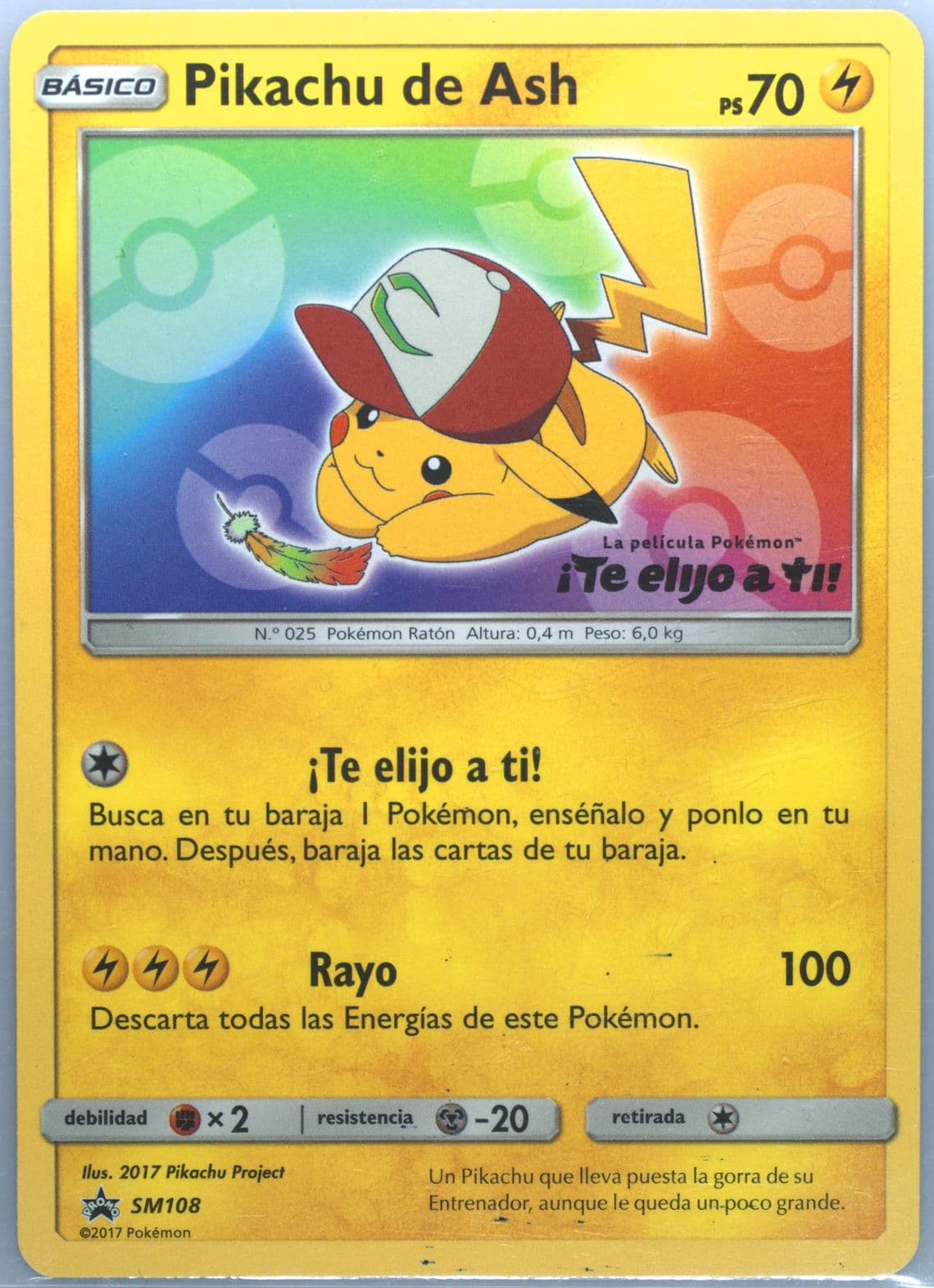 Pikachu de Ash I Choose You!-Spanish (SM108) 2017 Pokemon SM Black Star Promo