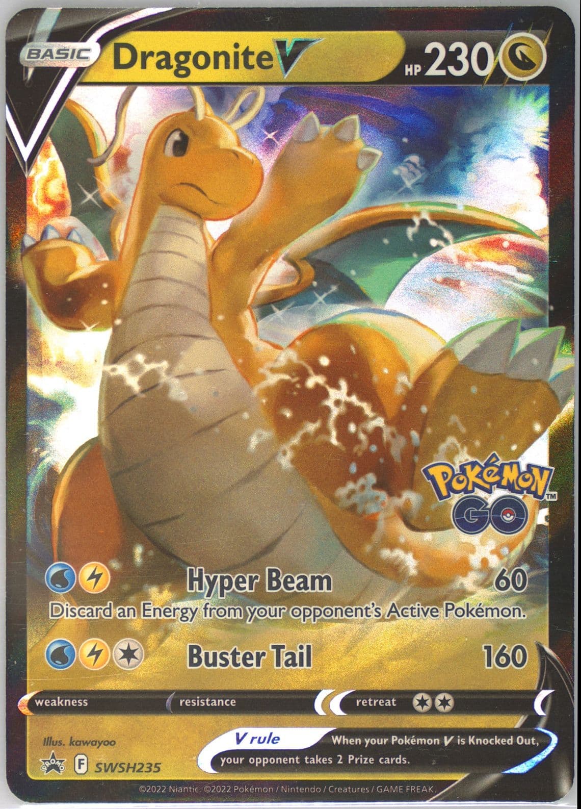 Dragonite V Pokemon Go Premier Deck Holder Collection (235) 2022 Pokemon Swsh Black Star Promo