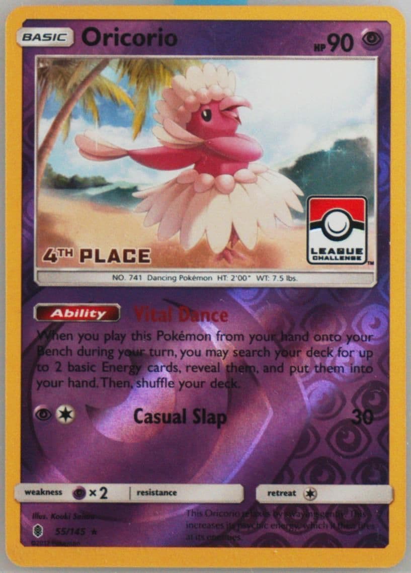 Oricorio-Reverse Foil 4th Place Pokemon League Challenge (55) 2017 Pokemon Sun & Moon Guardians Rising