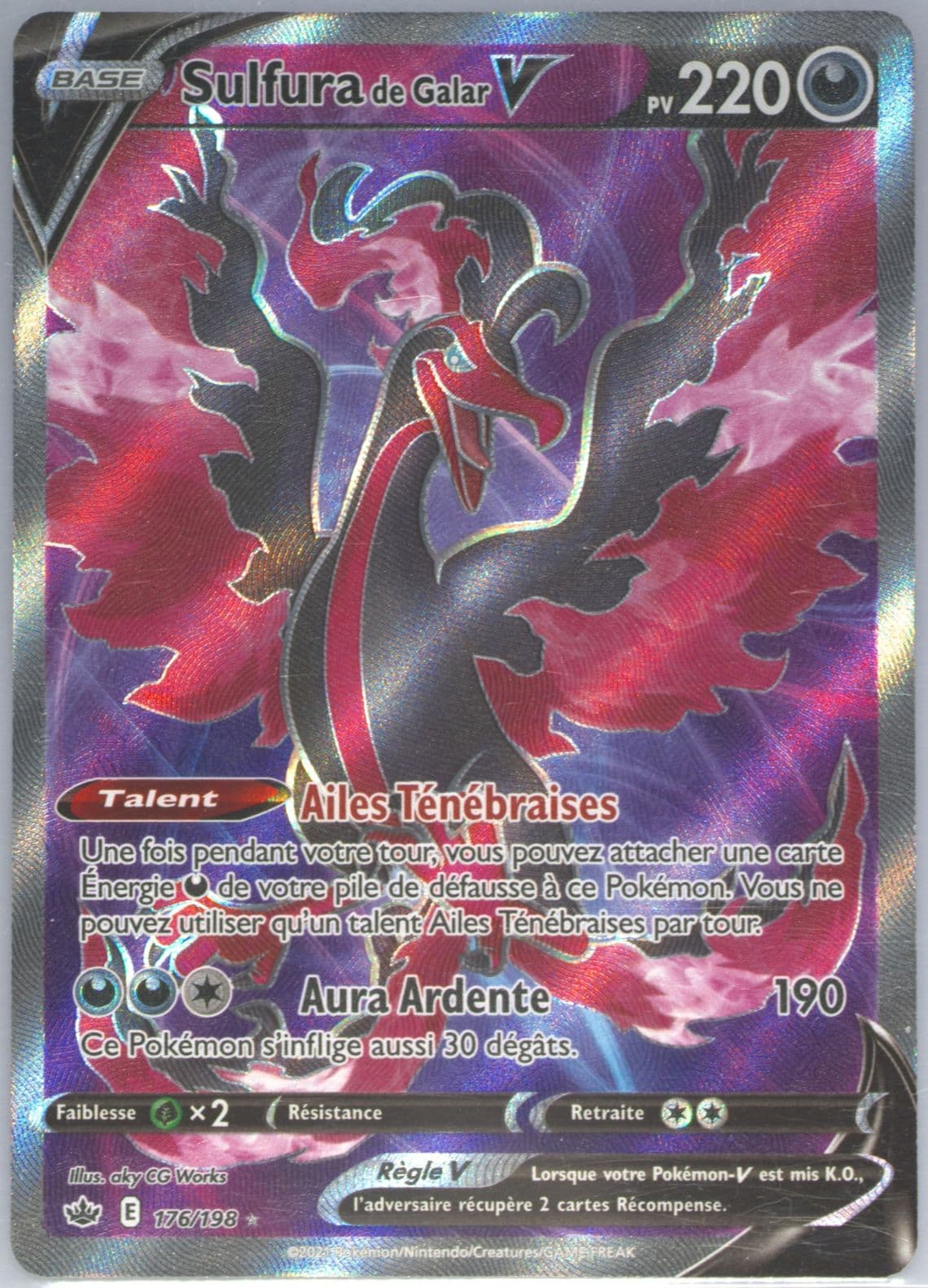 Full Art/Sulfura de Galar V French (176) 2021 Pokemon Sword & Shield Chilling Reign