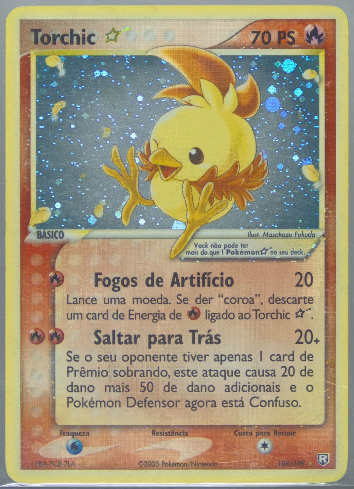 Torchic-Holo Gold Star (108) 2005 Pokemon Portuguese EX Team Rocket Returns
