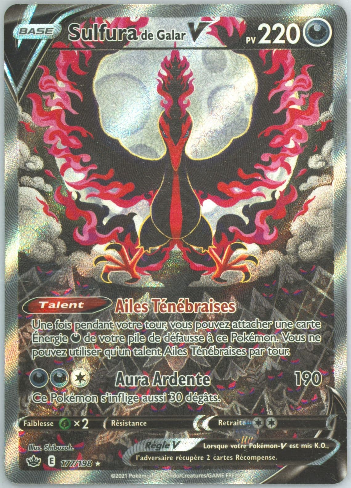 Full Art/Sulfura de Galar V French (177) 2021 Pokemon Sword & Shield Chilling Reign