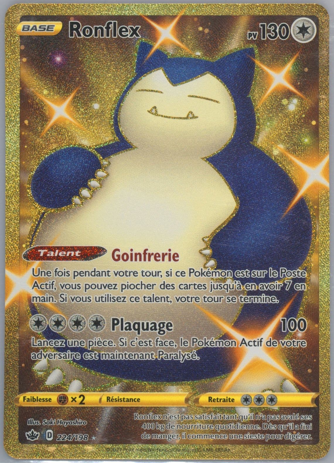 Full Art/Ronflex French-Secret (224) 2021 Pokemon Sword & Shield Chilling Reign