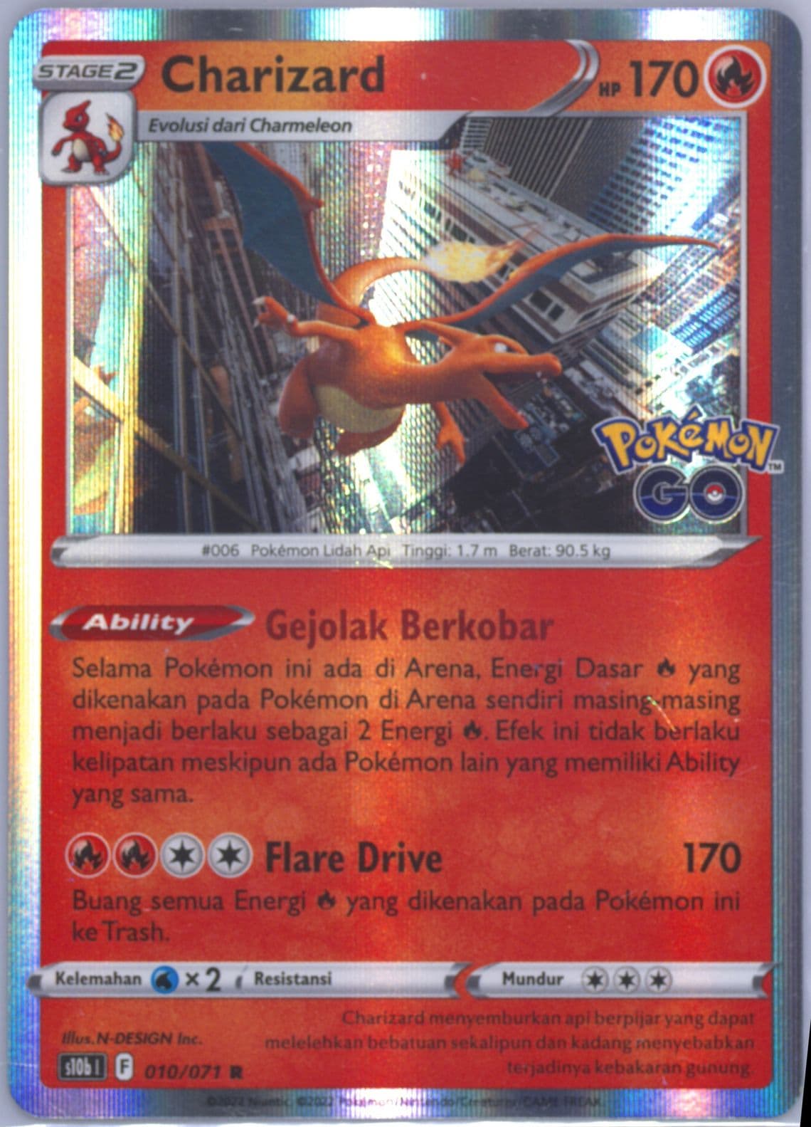 Charizard-Holo (010) 2022 Pokemon Go Indonesian