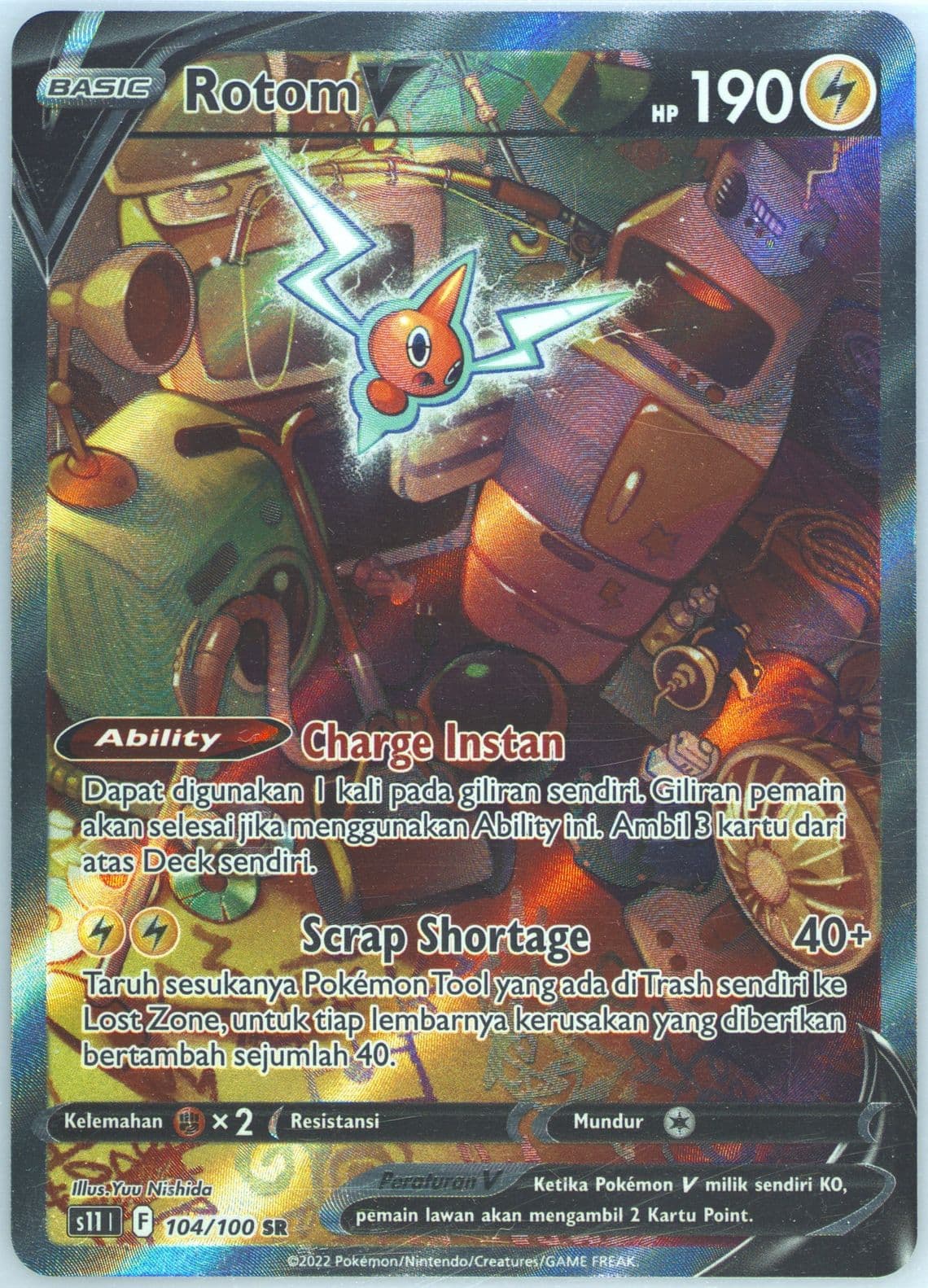 Full Art/Rotom V (104) 2022 Pokemon Indonesian Sword & Shield Lost Abyss