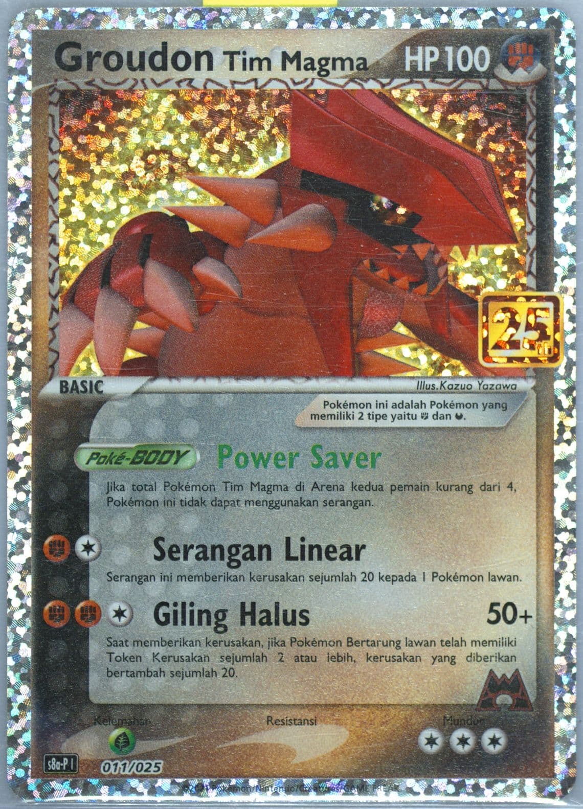 Groudon Tim Magma-Holo (011) 2021 Pokemon Indonesian Promo Card Pack 25th Anniversary
