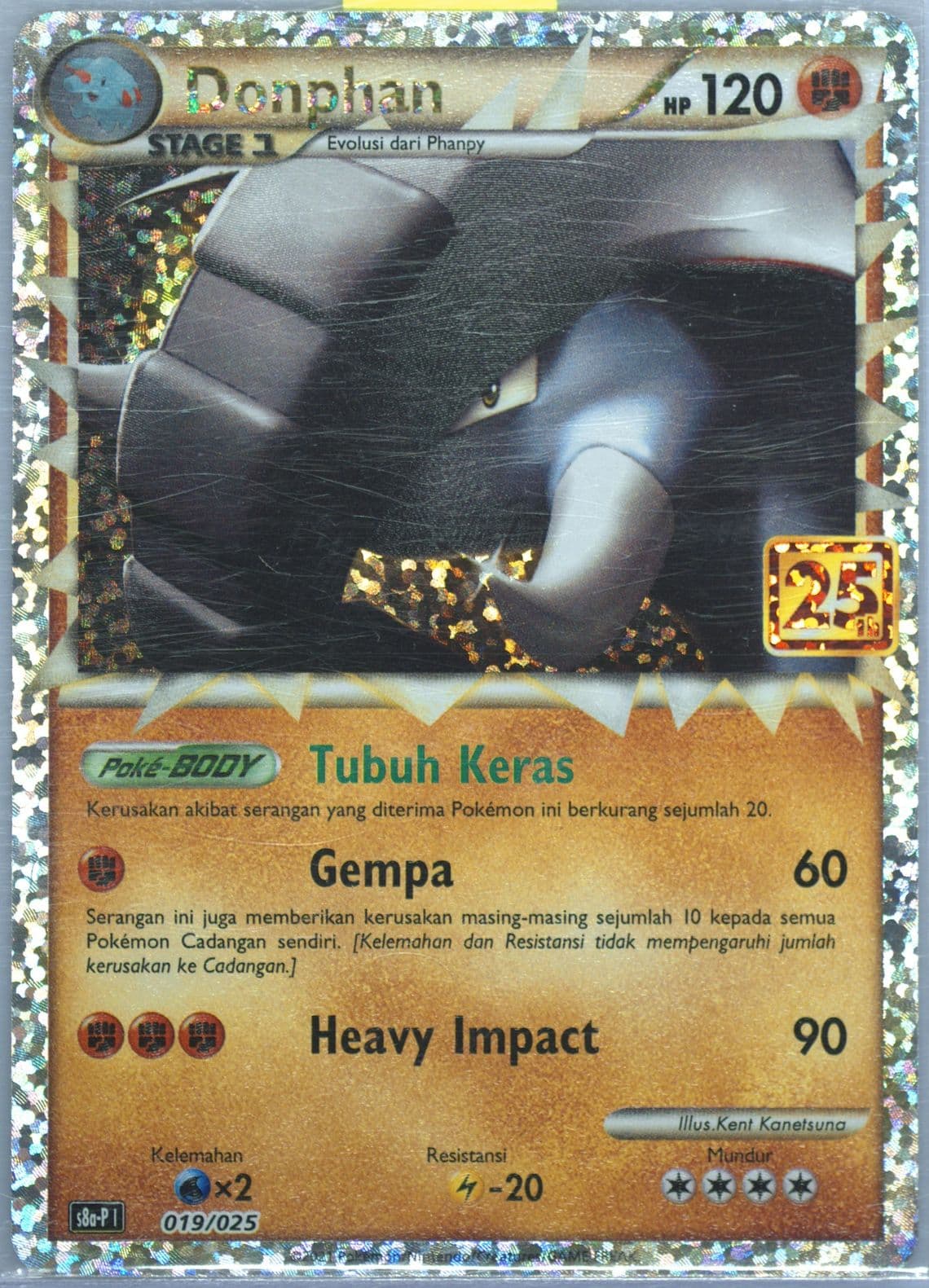 Donphan-Holo (019) 2021 Pokemon Indonesian Promo Card Pack 25th Anniversary
