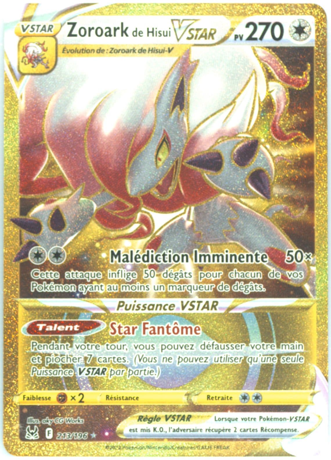 Full Art/Zoroark de Hisui Vstar French-Secret (213) 2022 Pokemon Sword & Shield Lost Origin